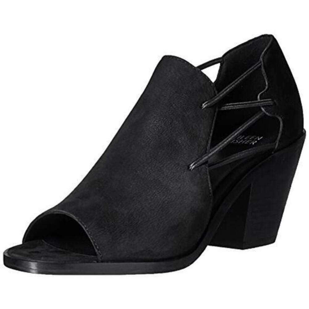 Eileen Fisher Nikki Women's Open Toe Ankle Peep Toe Heels chunky heel size 8.5
